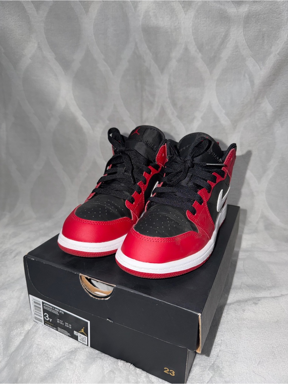 Jordan Kids Red and Black High-Top Sneakers